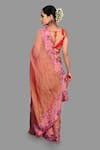 Shop_Zal From Benaras_Red Pure Tissue Silk Embroidered Floral Saree With Unstitched Blouse Piece _at_Aza_Fashions