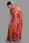 Shop_Zal From Benaras_Red Pure Tissue Silk Embroidered Floral Saree With Unstitched Blouse Piece _Online_at_Aza_Fashions