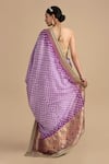 Shop_Zal From Benaras_Purple Pure Silk Pattern Floral Border Saree With Unstitched Blouse Piece _at_Aza_Fashions