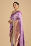 Shop_Zal From Benaras_Purple Pure Silk Pattern Floral Border Saree With Unstitched Blouse Piece _Online_at_Aza_Fashions