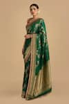 Buy_Zal From Benaras_Green Pure Silk Embroidered Zari Floral Woven Saree With Unstitched Blouse Piece _Online_at_Aza_Fashions