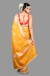 Shop_Zal From Benaras_Yellow Pure Katan Silk Embroidered Woven Saree With Unstitched Blouse Piece _at_Aza_Fashions