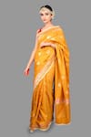 Buy_Zal From Benaras_Yellow Pure Katan Silk Embroidered Woven Saree With Unstitched Blouse Piece _Online_at_Aza_Fashions