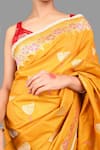 Buy_Zal From Benaras_Yellow Pure Katan Silk Embroidered Woven Saree With Unstitched Blouse Piece 