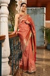 Buy_Zal From Benaras_Red Pure Katan Silk Embroidered Floral Woven Saree With Unstitched Blouse Piece _at_Aza_Fashions