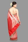 Shop_Zal From Benaras_Red Pure Katan Silk Embroidered Floral Woven Saree With Unstitched Blouse Piece _at_Aza_Fashions