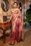 Buy_Zal From Benaras_Pink Pure Tissue Silk Saree With Unstitched Blouse Piece _at_Aza_Fashions