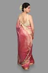 Shop_Zal From Benaras_Pink Pure Tissue Silk Saree With Unstitched Blouse Piece _at_Aza_Fashions