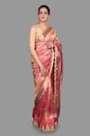 Zal From Benaras_Pink Pure Tissue Silk Saree With Unstitched Blouse Piece _Online_at_Aza_Fashions