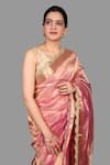 Buy_Zal From Benaras_Pink Pure Tissue Silk Saree With Unstitched Blouse Piece _Online_at_Aza_Fashions