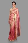 Shop_Zal From Benaras_Pink Pure Tissue Silk Saree With Unstitched Blouse Piece _Online_at_Aza_Fashions