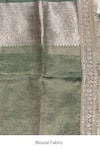 Zal From Benaras_Green Crushed Tissue Silk Embroidered Border Saree With Unstitched Blouse Piece _Online_at_Aza_Fashions