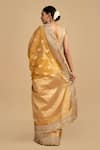 Shop_Zal From Benaras_Yellow Pure Crushed Tissue Silk Embroidered Saree With Unstitched Blouse Piece _at_Aza_Fashions