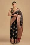 Buy_Zal From Benaras_Black Kora Organza Silk Pure Tissue Banarasi Saree With Unstitched Blouse Piece _at_Aza_Fashions