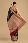 Shop_Zal From Benaras_Black Kora Organza Silk Pure Tissue Banarasi Saree With Unstitched Blouse Piece _at_Aza_Fashions