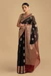 Buy_Zal From Benaras_Black Kora Organza Silk Pure Tissue Banarasi Saree With Unstitched Blouse Piece _Online_at_Aza_Fashions