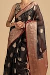 Zal From Benaras_Black Kora Organza Silk Pure Tissue Banarasi Saree With Unstitched Blouse Piece _at_Aza_Fashions