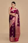 Buy_Zal From Benaras_Pink Kora Organza Silk Saree With Unstitched Blouse Piece _at_Aza_Fashions