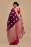 Shop_Zal From Benaras_Pink Kora Organza Silk Saree With Unstitched Blouse Piece _at_Aza_Fashions