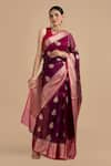 Shop_Zal From Benaras_Pink Kora Organza Silk Saree With Unstitched Blouse Piece _Online_at_Aza_Fashions