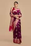 Zal From Benaras_Pink Kora Organza Silk Saree With Unstitched Blouse Piece _at_Aza_Fashions