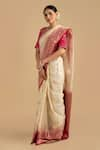 Buy_Zal From Benaras_White Kora Organza Silk Woven Border Saree With Unstitched Blouse Piece _Online_at_Aza_Fashions