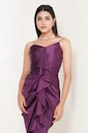 Buy_ITSISH_Purple Italian Satin Sweetheart Adrianna Draped Dress _Online_at_Aza_Fashions