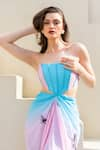 Buy_ITSISH_Multi Color Georgette Hand Embroidered Bead Tube Feliz Ombre Corset Dress _Online_at_Aza_Fashions