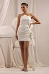 Buy_ITSISH_White Italian Satin Plain Straight Little Draped Dress _at_Aza_Fashions