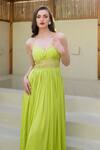 Shop_ITSISH_Green Italian Satin Plain Cutwork V-neck Misa Maxi Dress _Online_at_Aza_Fashions