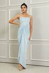 Buy_ITSISH_Blue Italian Satin Embroidered Sequin Square Oceane Corset Dress _at_Aza_Fashions