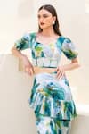 Buy_ITSISH_Green Italian Satin Printed Abstract Sweetheart Santiaga Top With Skirt _Online_at_Aza_Fashions