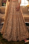 Sunita Bhandari_Gold Upada And Tulle Embroidered Sequin Leaf Hour Lehenga Set _at_Aza_Fashions