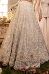 Sunita Bhandari_Ivory Upada And Tulle Embroidered Bead V Neck Lumina Lehenga Set _Online_at_Aza_Fashions