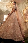 Buy_Sunita Bhandari_Pink Pure Raw Silk Embroidered Bead Sweetheart Reverie Floral Lehenga Set _Online_at_Aza_Fashions