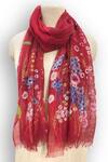 Buy_Pashma_Red Floral Bordeaux Wildflowers Silk Cashmere Scarf _at_Aza_Fashions