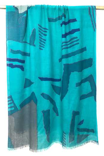 Buy_Pashma_Blue Abstract Vibrance Silk Cashmere Scarf _Online_at_Aza_Fashions