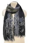 Buy_Pashma_Black Floral Motif Pattern Silk Cashmere Scarf _at_Aza_Fashions