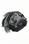 Shop_Pashma_Black Floral Motif Pattern Silk Cashmere Scarf _at_Aza_Fashions