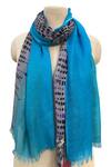 Buy_Pashma_Blue Abstract Ombre Silk Cashmere Scarf _at_Aza_Fashions