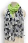 Buy_Pashma_Green Geometric Tessellations Contemporary Silk Cashmere Scarf _at_Aza_Fashions