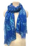 Buy_Pashma_Blue Paisley Floral Motif Pattern Silk Cashmere Scarf _at_Aza_Fashions