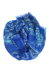 Pashma_Blue Paisley Floral Motif Pattern Silk Cashmere Scarf _Online_at_Aza_Fashions