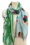 Buy_Pashma_Blue Jungle Lion Print Scarf _at_Aza_Fashions