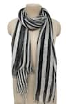 Buy_Pashma_Black Stripe Silk Linen Pattern Scarf _at_Aza_Fashions