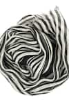 Buy_Pashma_Black Stripe Silk Linen Pattern Scarf _Online_at_Aza_Fashions