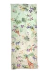 Pashma_Green Flora And Fauna Linen Scarf _Online_at_Aza_Fashions