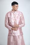 Buy_Aryavir Malhotra_Gold Kurta Jacquard Woven Moroccan Bundi And Set 