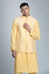 Buy_Aryavir Malhotra_Yellow Silk Blend Embroidery Mirror Nehru Jacket _at_Aza_Fashions