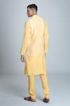 Shop_Aryavir Malhotra_Yellow Silk Blend Embroidery Mirror Nehru Jacket _at_Aza_Fashions